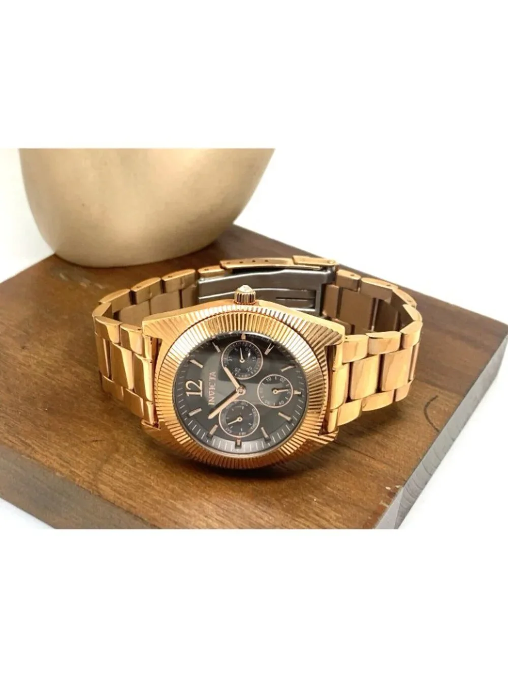 Invicta Women's Watch 23751 Angel Quartz Black Dial Rose Gold Stainless Steel
